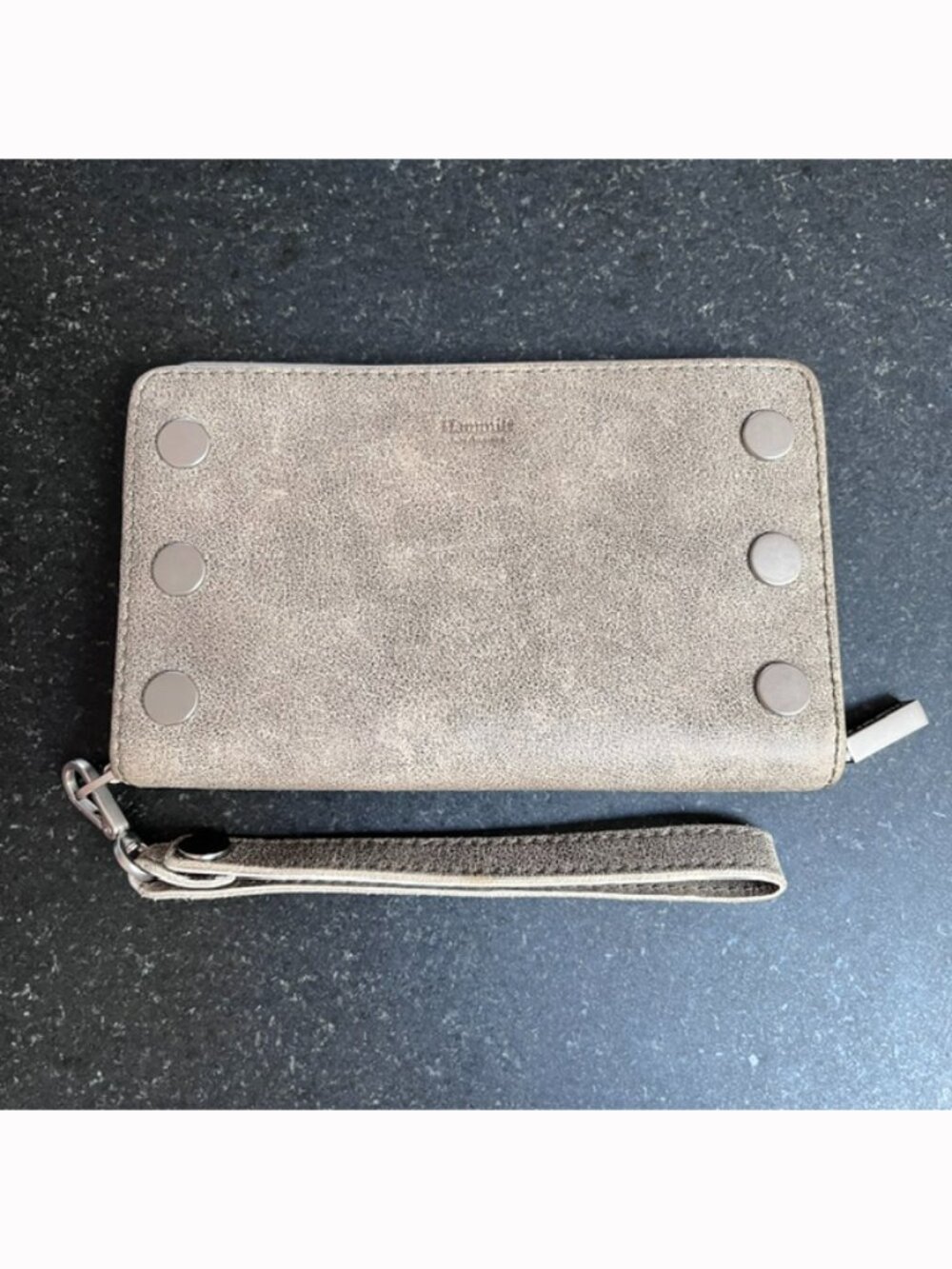 Hammitt 395 North Wallet Pewter / Gray Leather w/ Brushed Silver Hardware VGUC